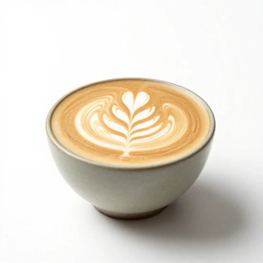 Flat white with latte art isolated on a white background
