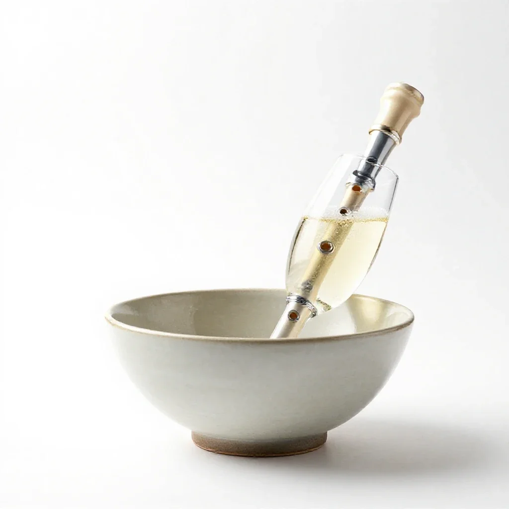 Flute of sparkling wine isolated on a white background