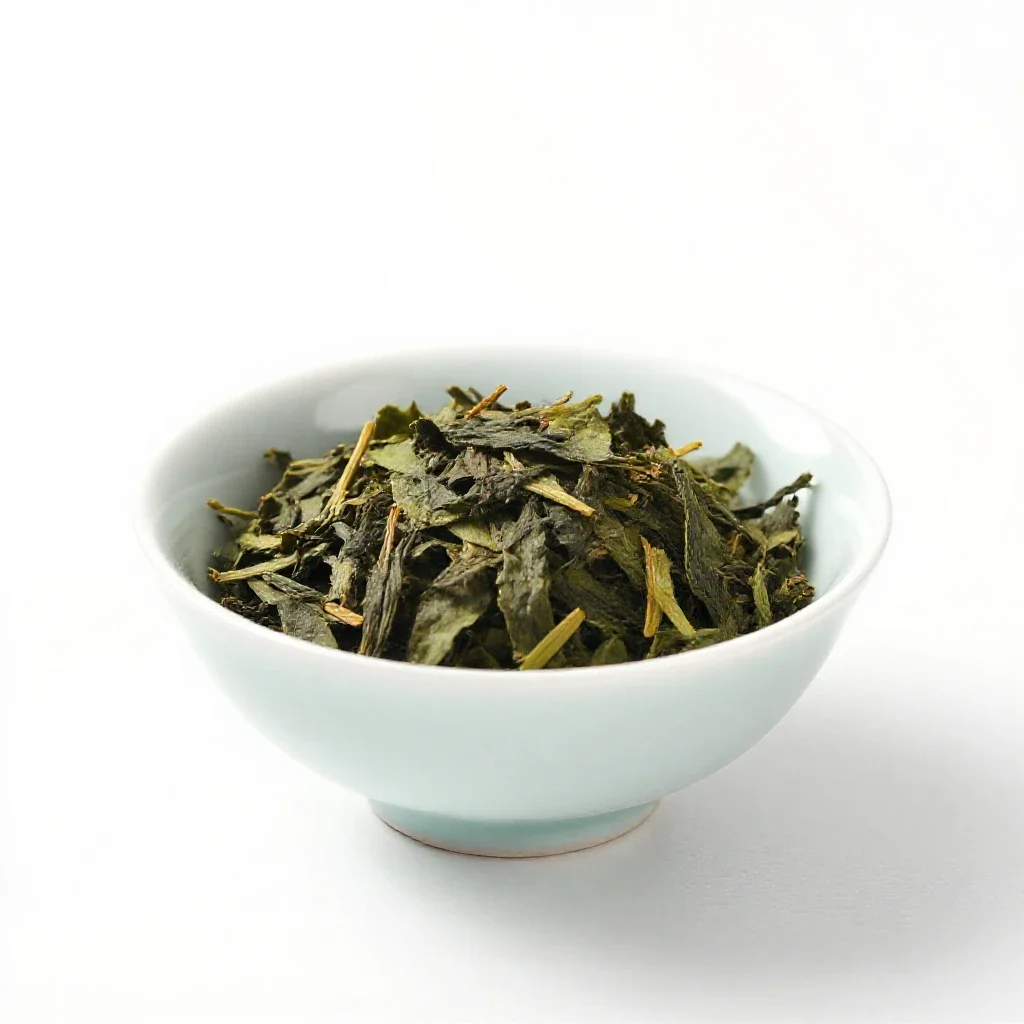 Genmaicha in a kyusu isolated on a white background