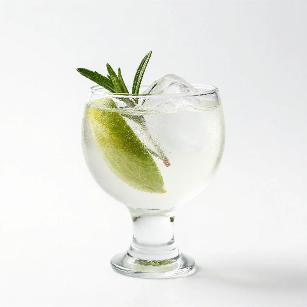 Gin and tonic with botanicals isolated on a white background