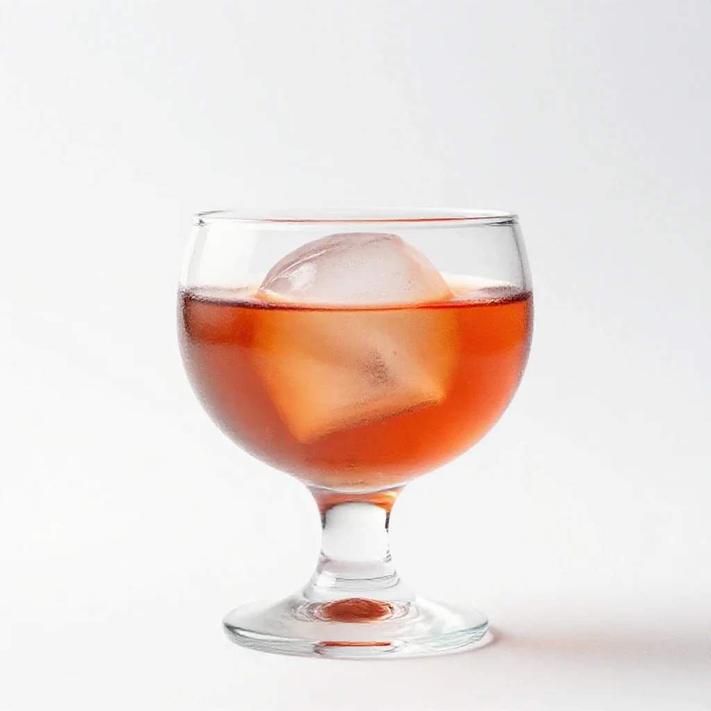 Negroni with an ice sphere isolated on a white background
