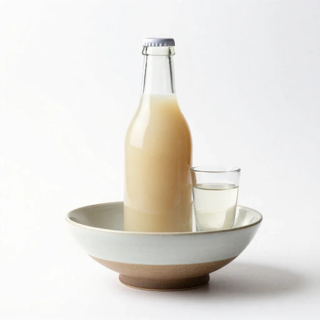 Soju bottle and glass isolated on a white background