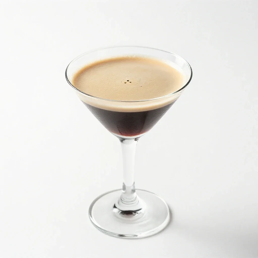 Espresso martini with crema isolated on a white background