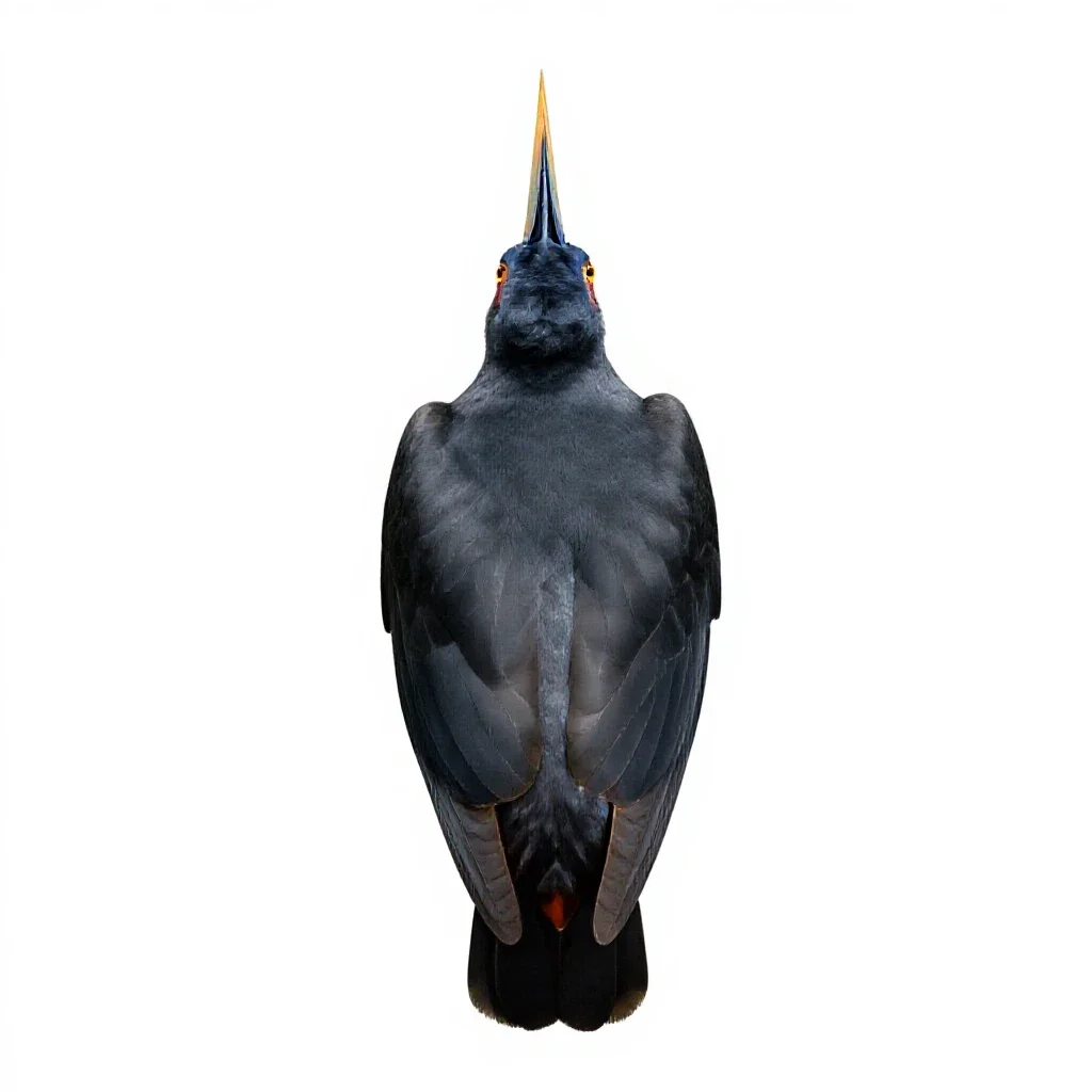Bird of paradise displaying isolated on a white background