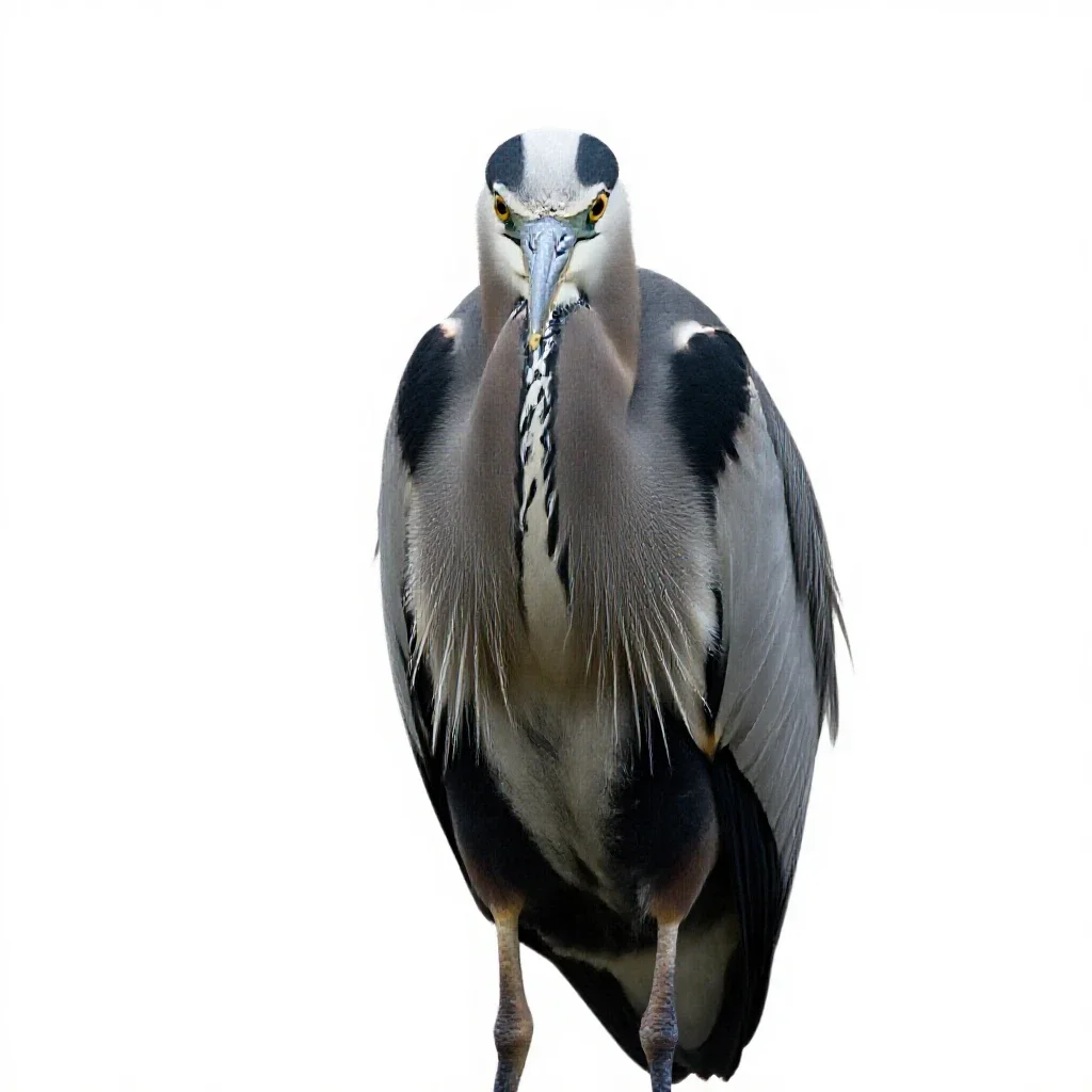 Heron standing still isolated on a white background