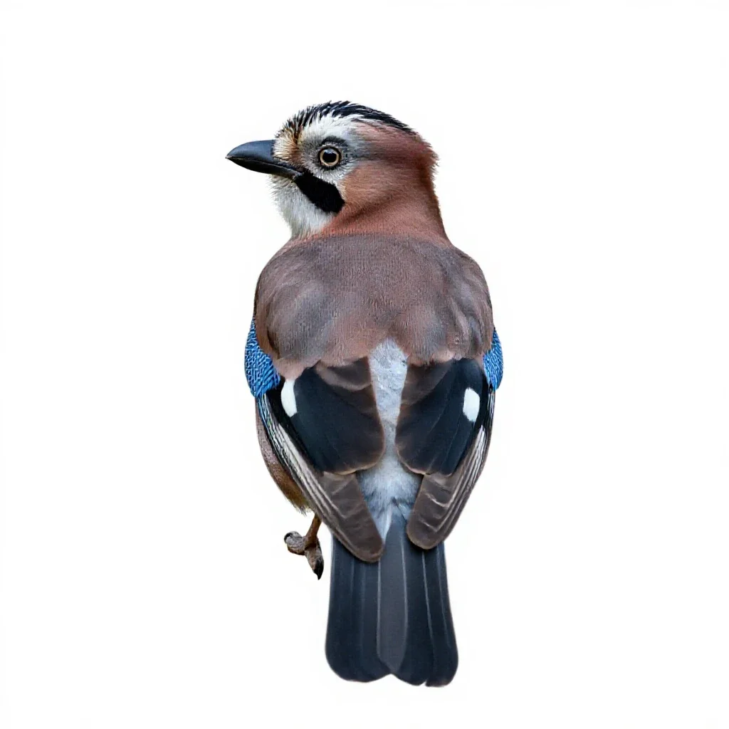 Jay with acorn isolated on a white background