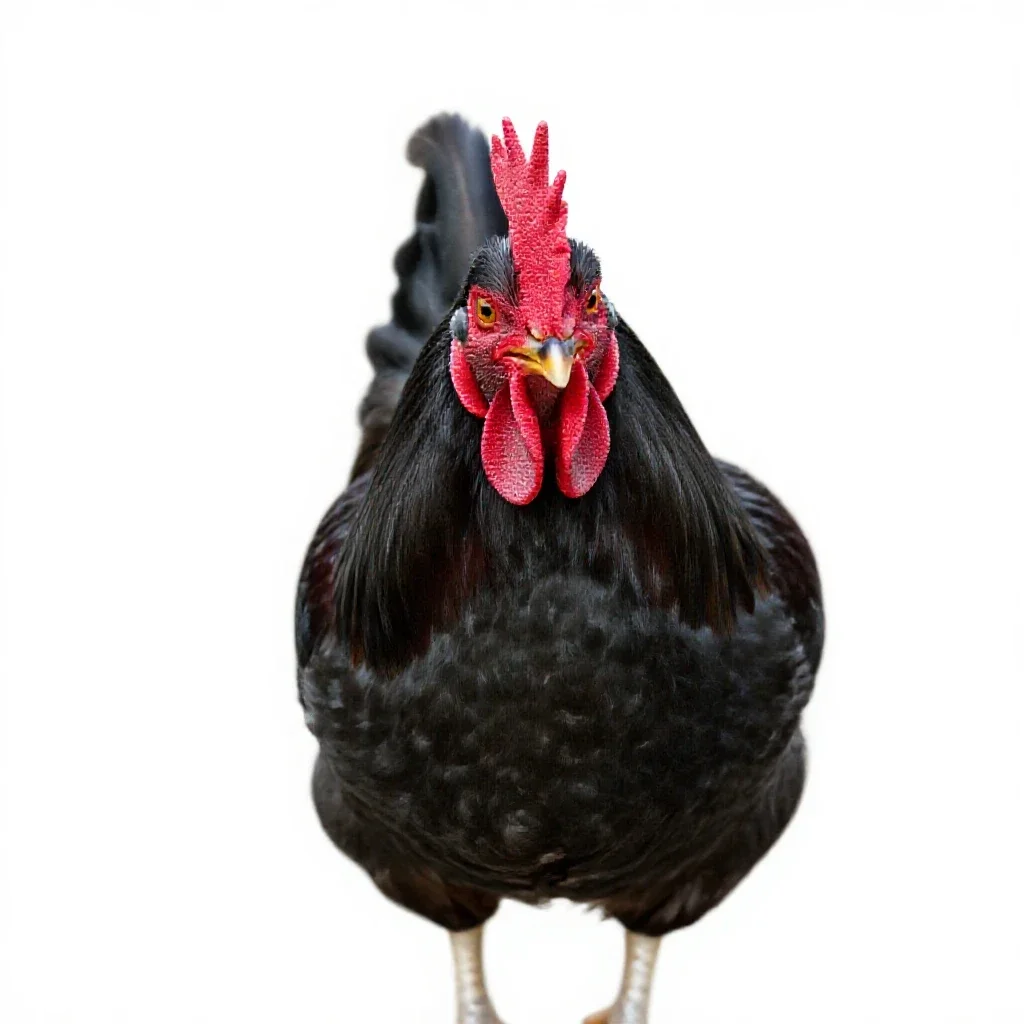 Rooster crowing isolated on a white background