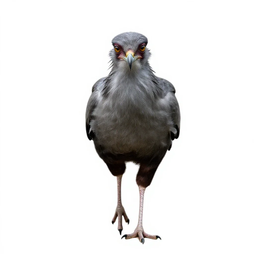 Secretary bird striding isolated on a white background