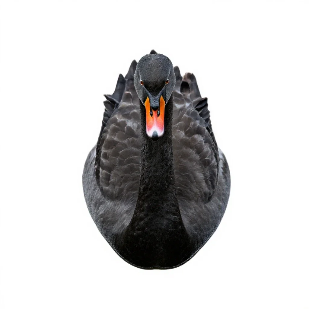 Swan gliding isolated on a white background