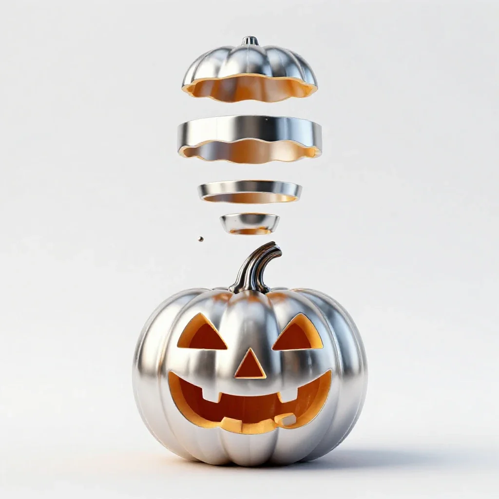 Carved pumpkin lantern isolated on a white background