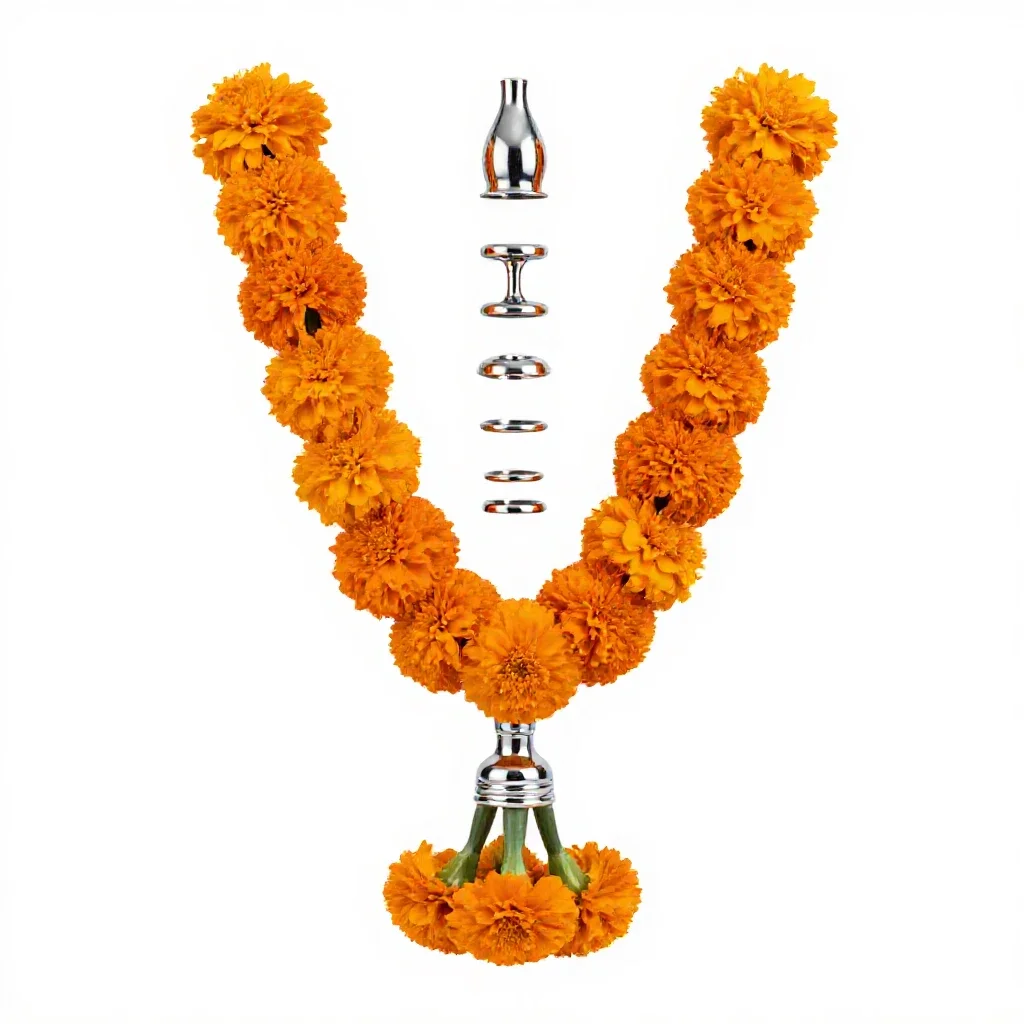 Garland of marigolds isolated on a white background