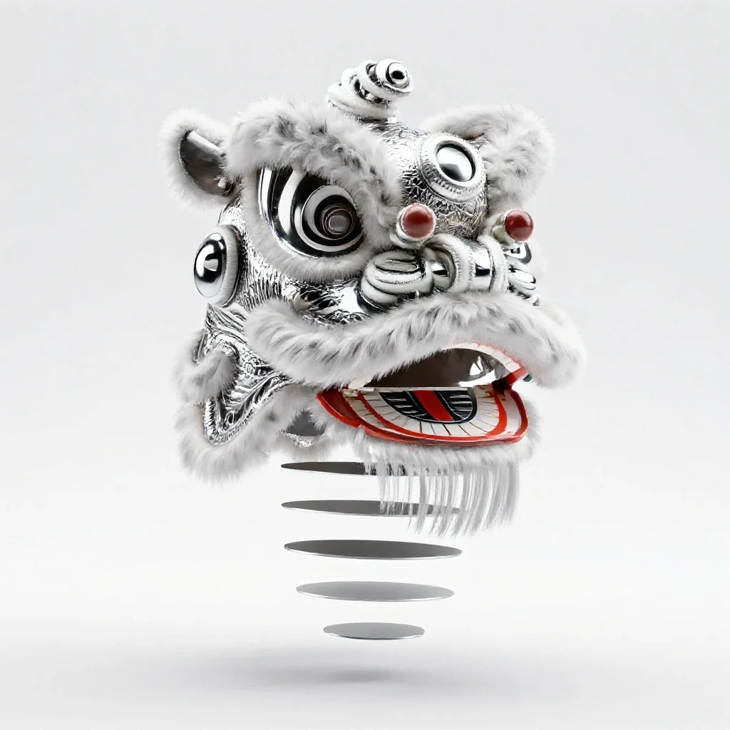 Lion dance head isolated on a white background