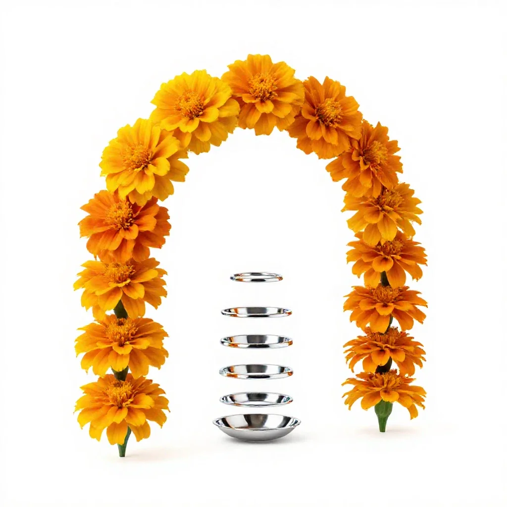 Marigold arch isolated on a white background