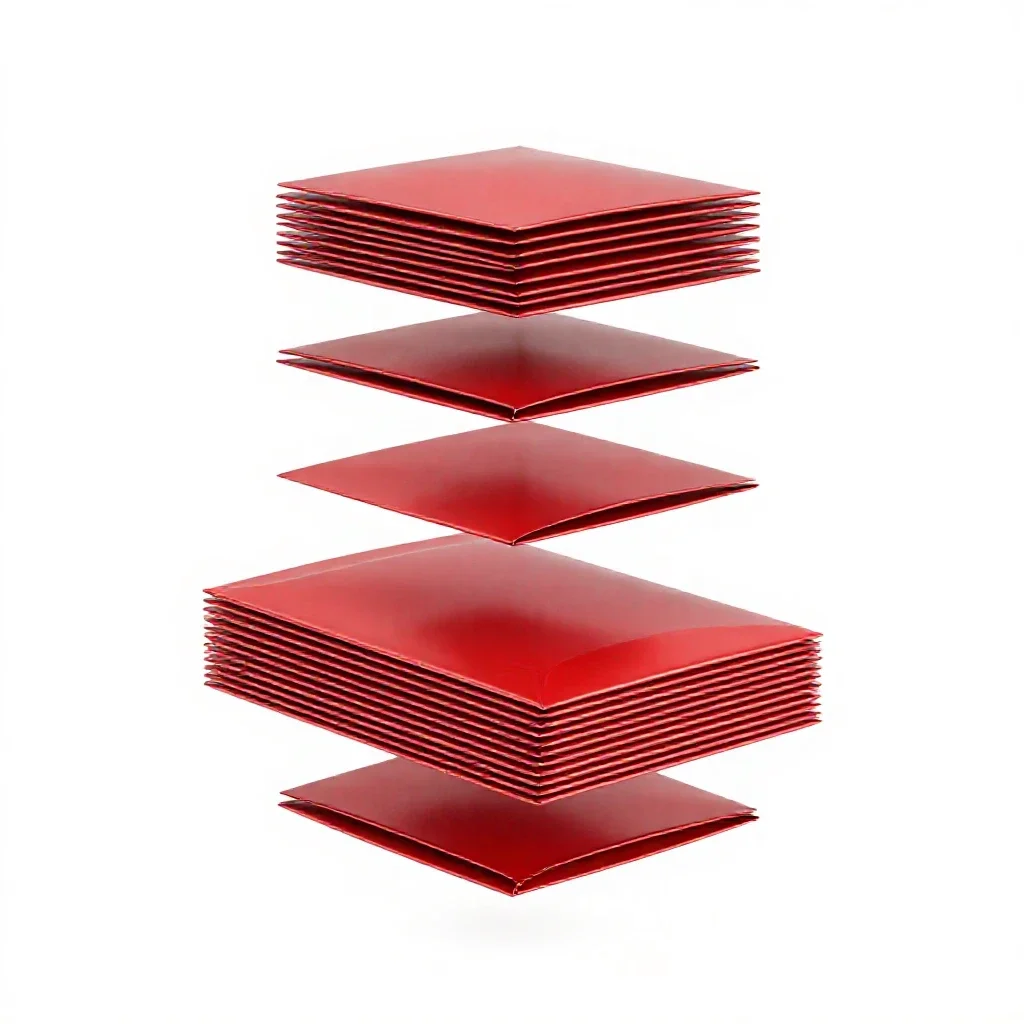 Red envelope stack isolated on a white background