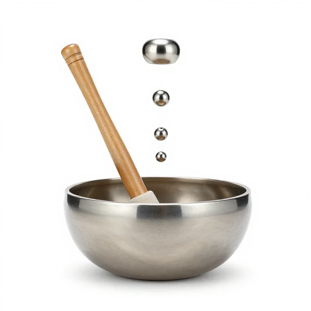Singing bowl with a mallet isolated on a white background