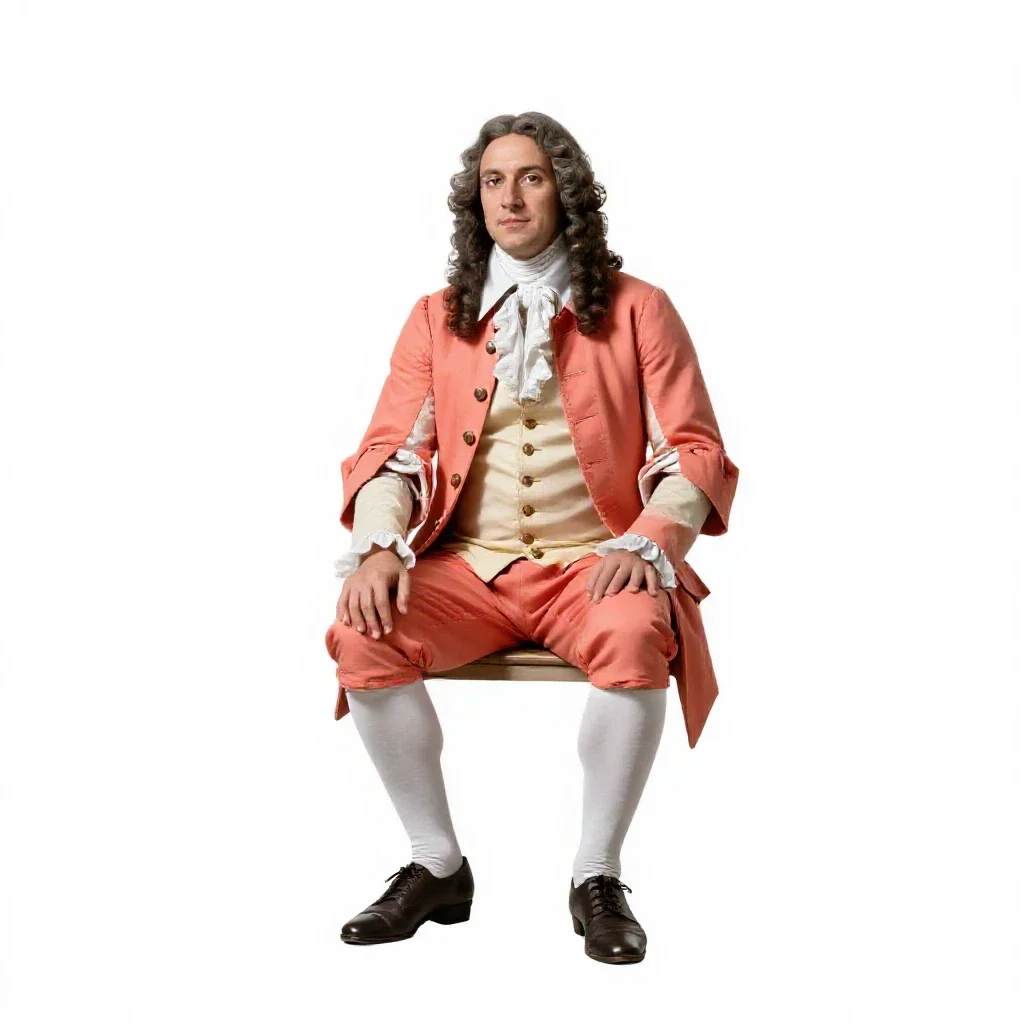 Colonial cartographer isolated on a white background