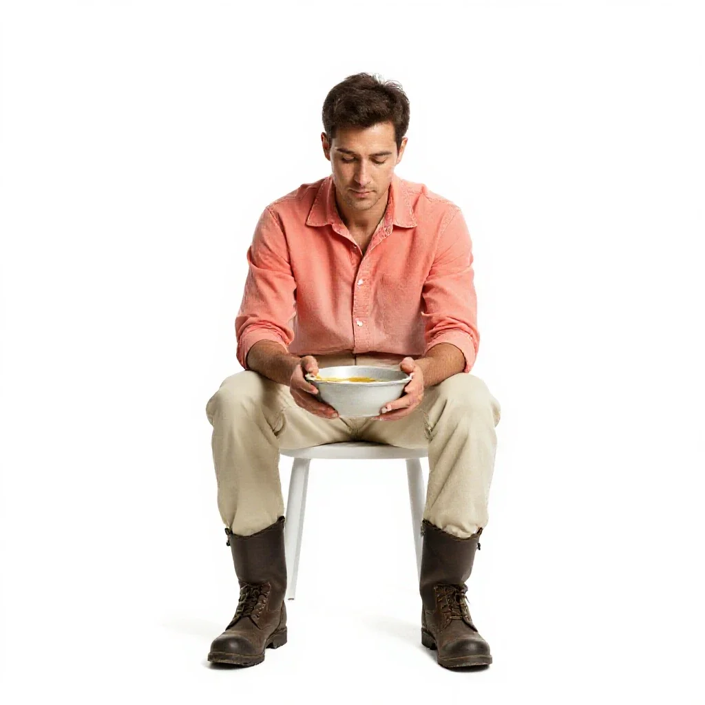 Frontier prospector panning isolated on a white background