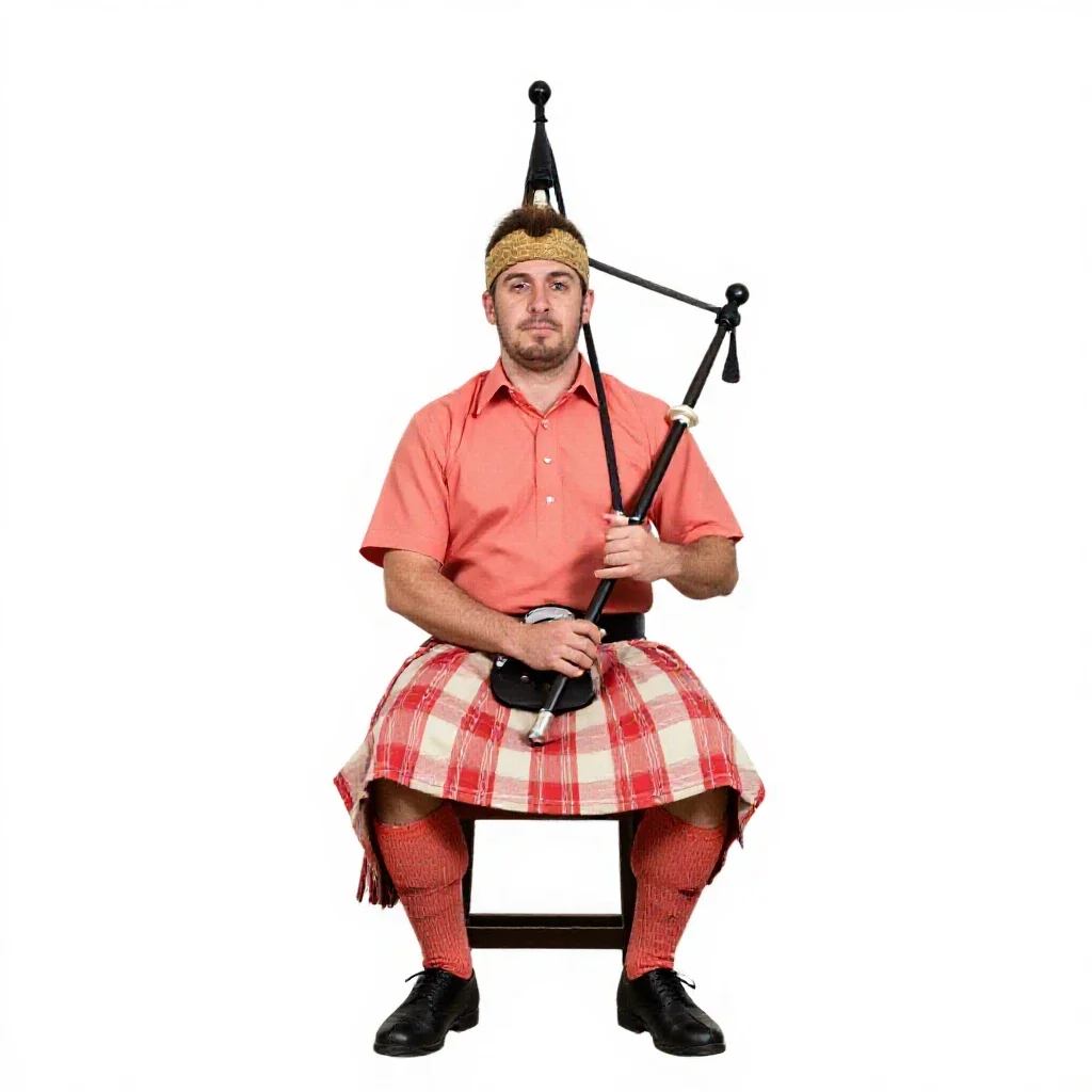 Highland piper isolated on a white background