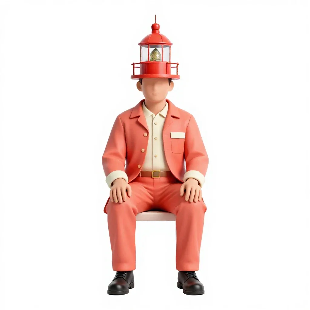 Lighthouse keeper of 1890 isolated on a white background