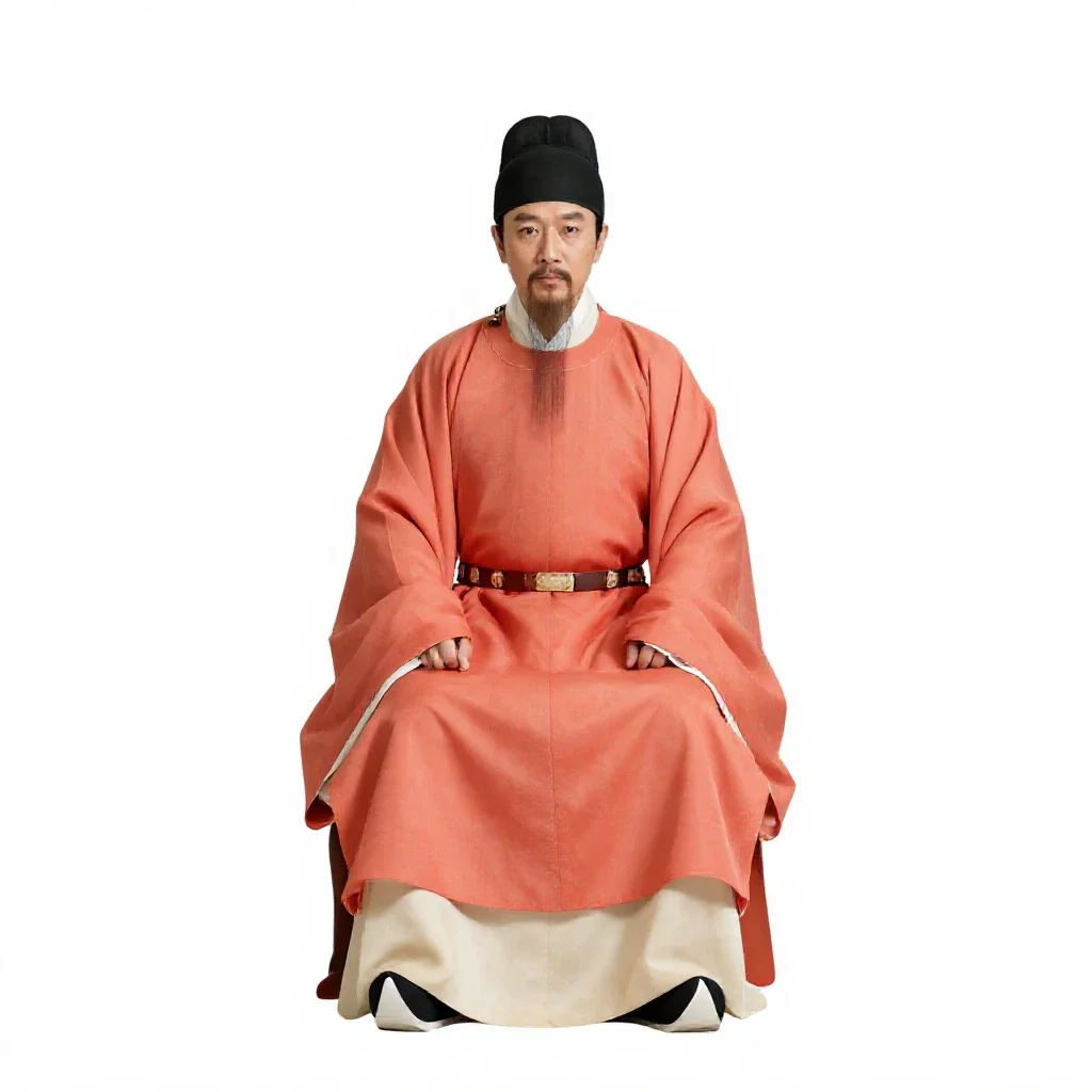 Ming dynasty scholar isolated on a white background