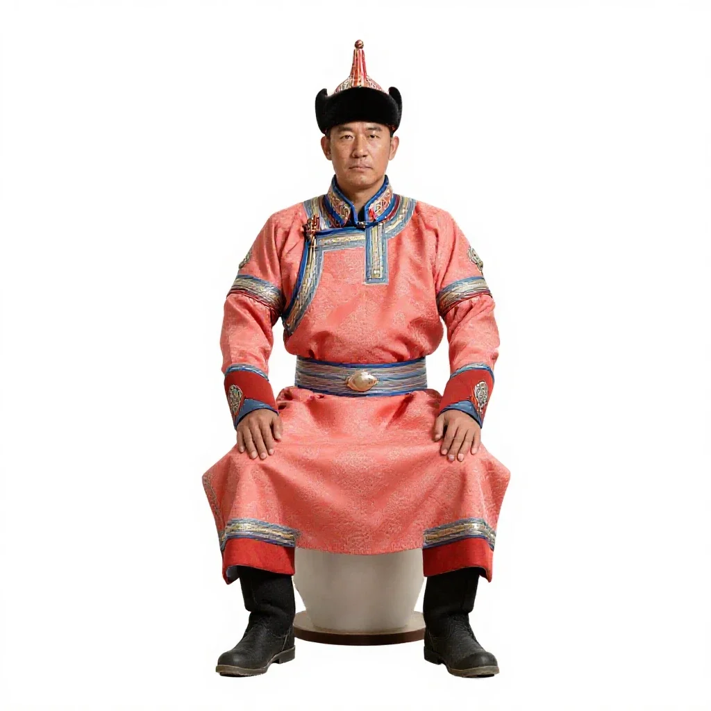 Mongolian horse archer isolated on a white background