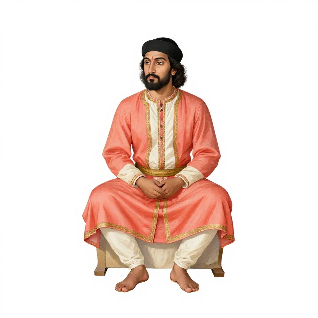 Mughal miniature painter isolated on a white background