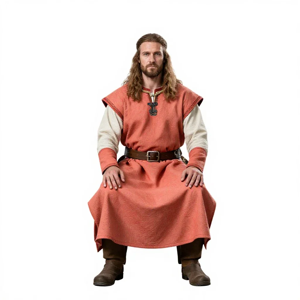Norse seafarer with a rope isolated on a white background