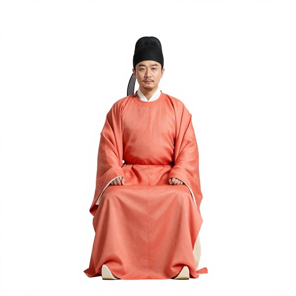 Tang dynasty court musician isolated on a white background