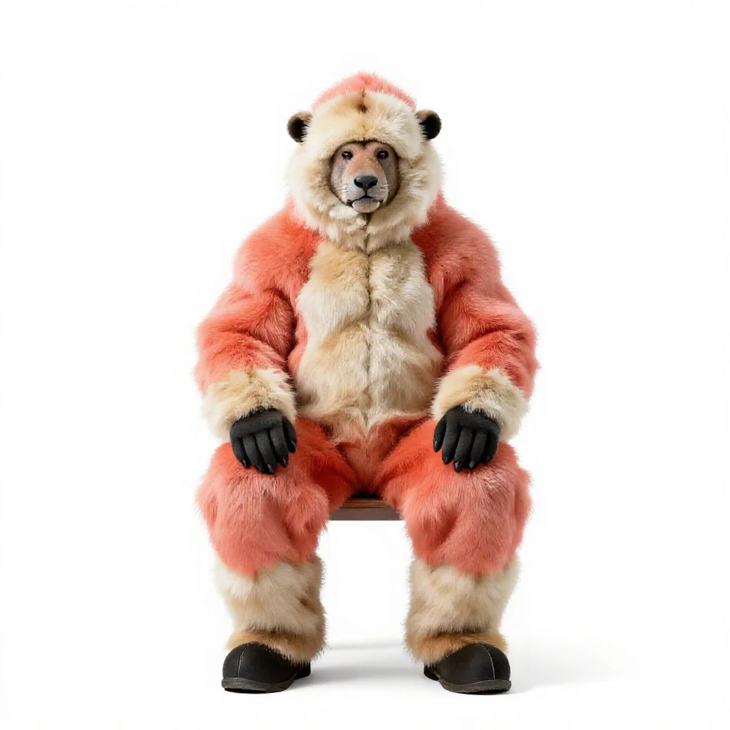 Antarctic explorer in furs isolated on a white background