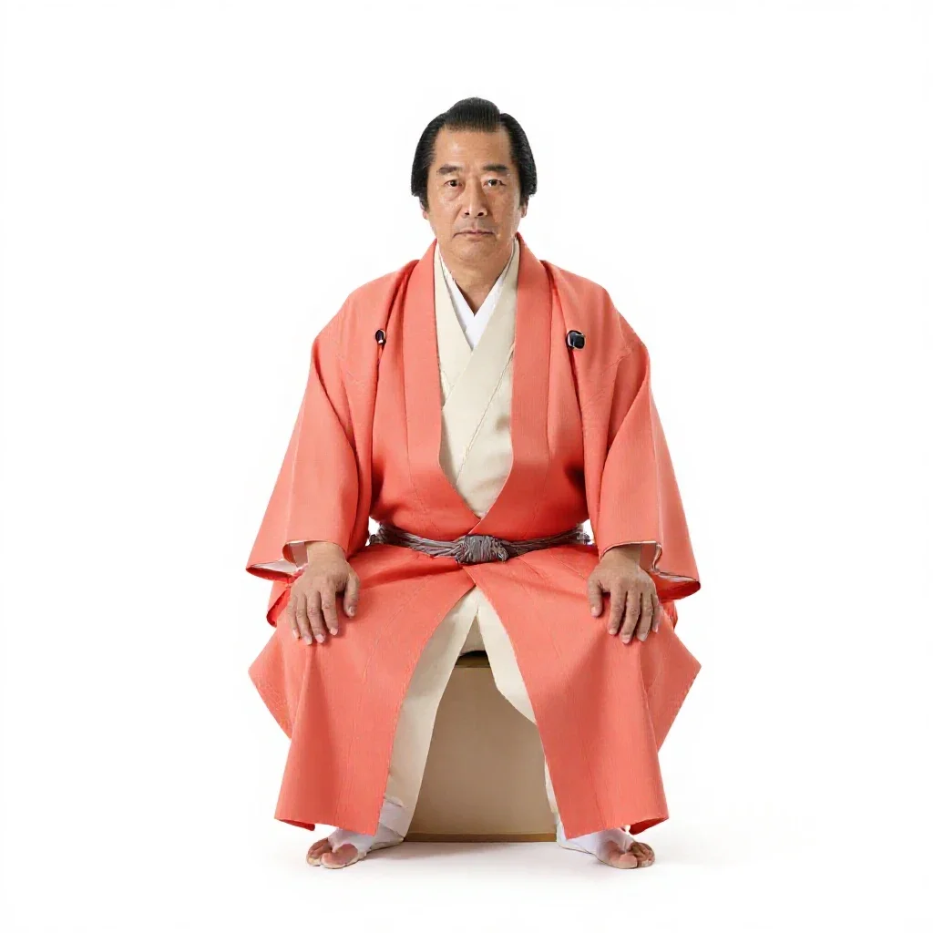 Edo period fishmonger isolated on a white background