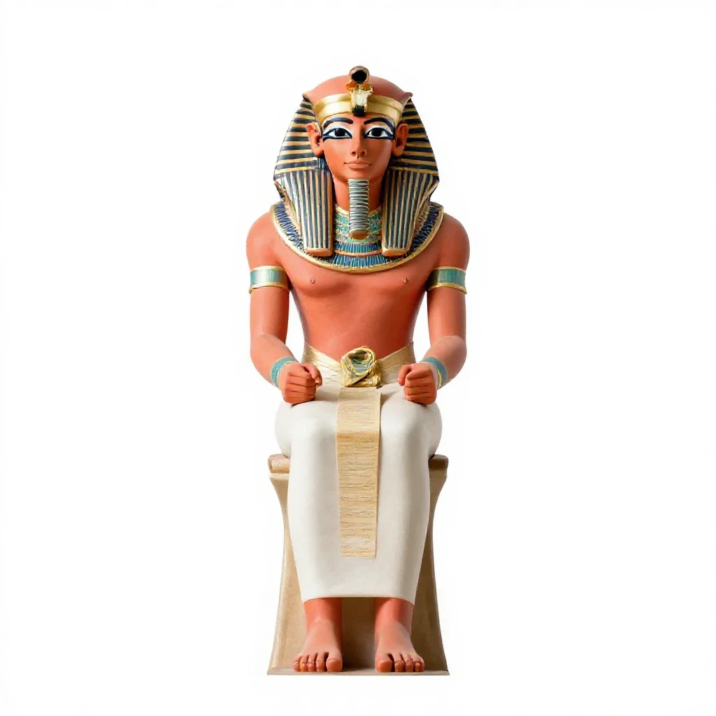 Egyptian scribe with a papyrus isolated on a white background
