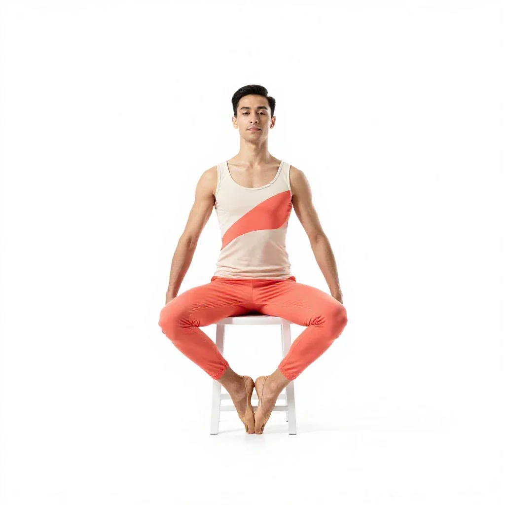 Low-gravity dancer isolated on a white background