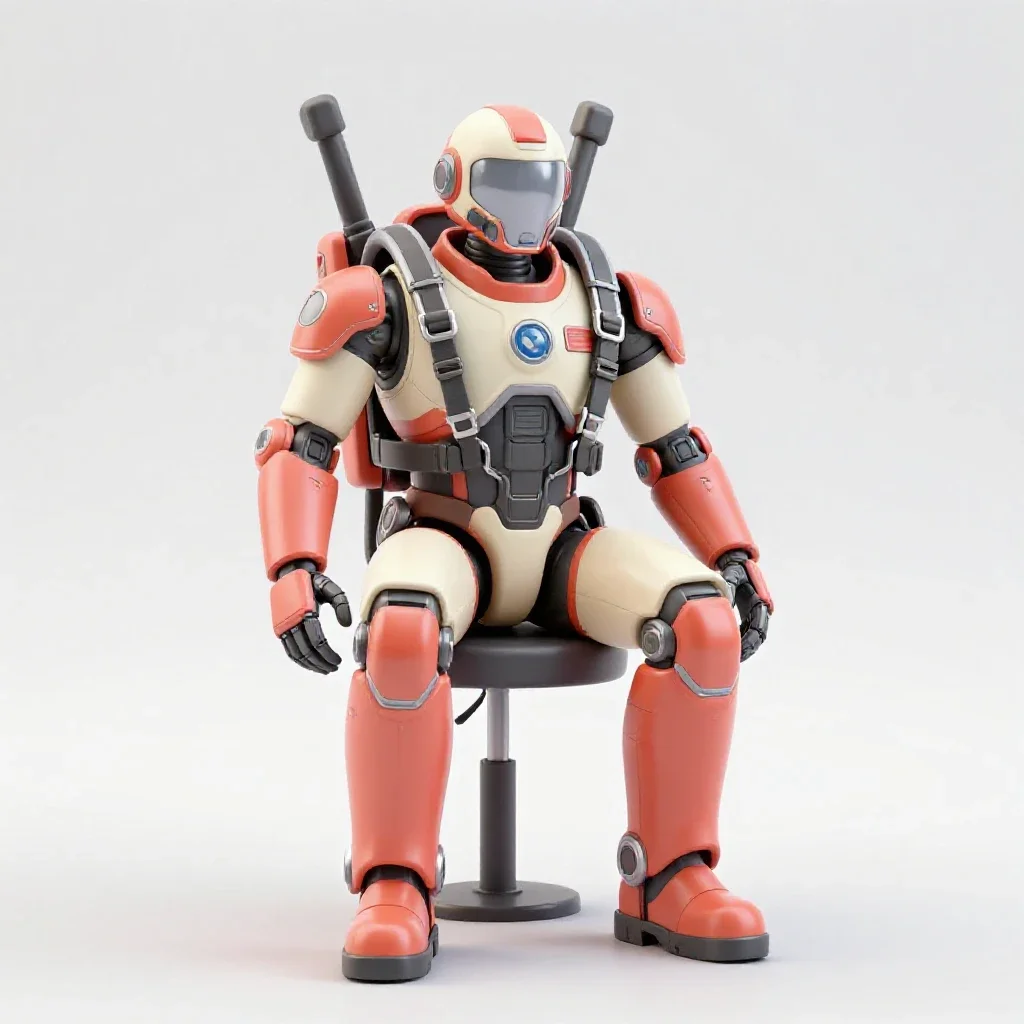 Mech pilot in a flight harness isolated on a white background