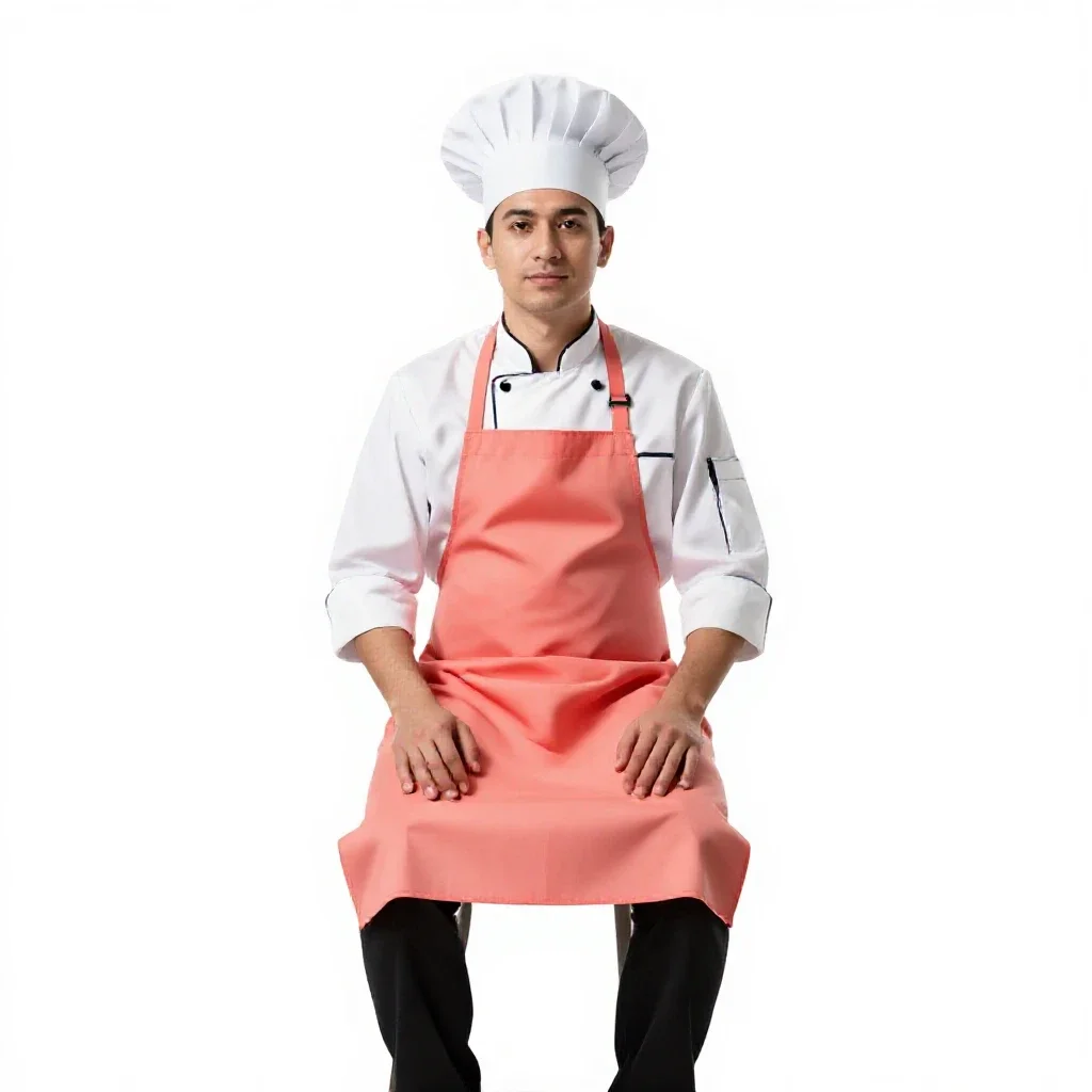 Starship cook in a galley apron isolated on a white background
