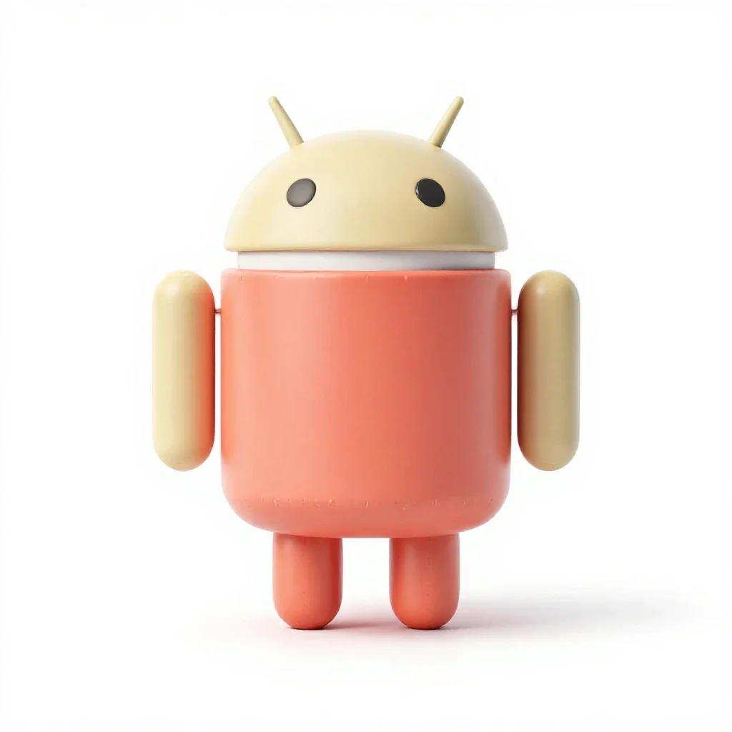 Android with visible seams isolated on a white background