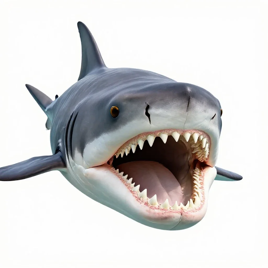 Megalodon jaw isolated on a white background