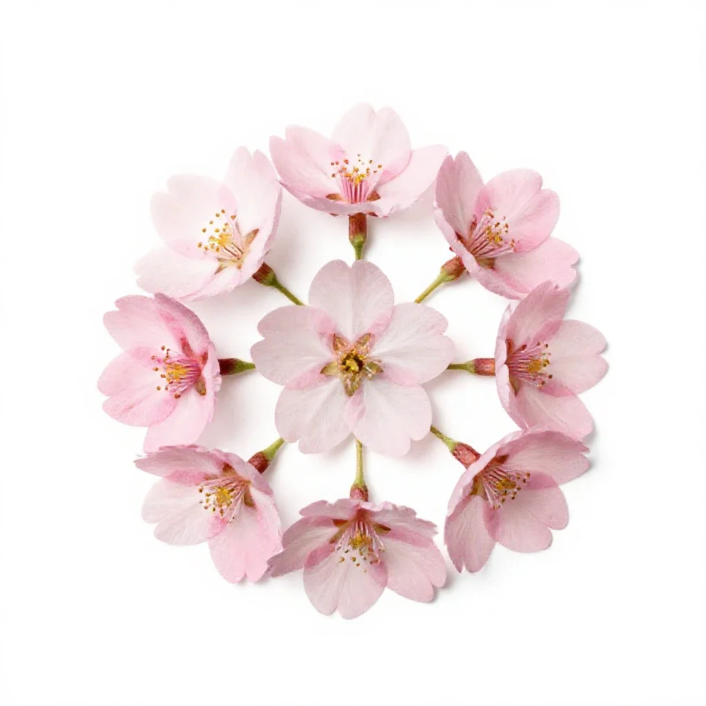 Cherry blossom cluster isolated on a white background