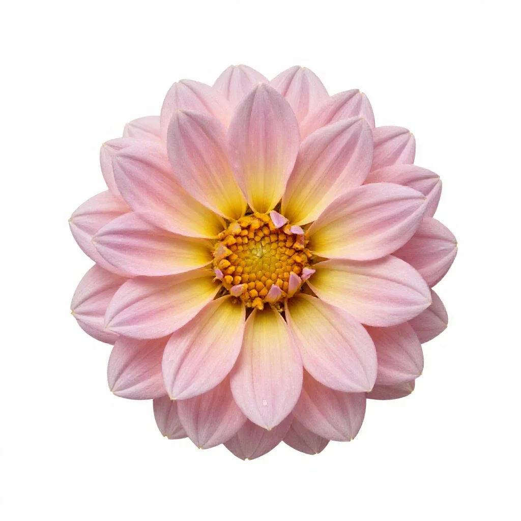 Dahlia with tight petals isolated on a white background