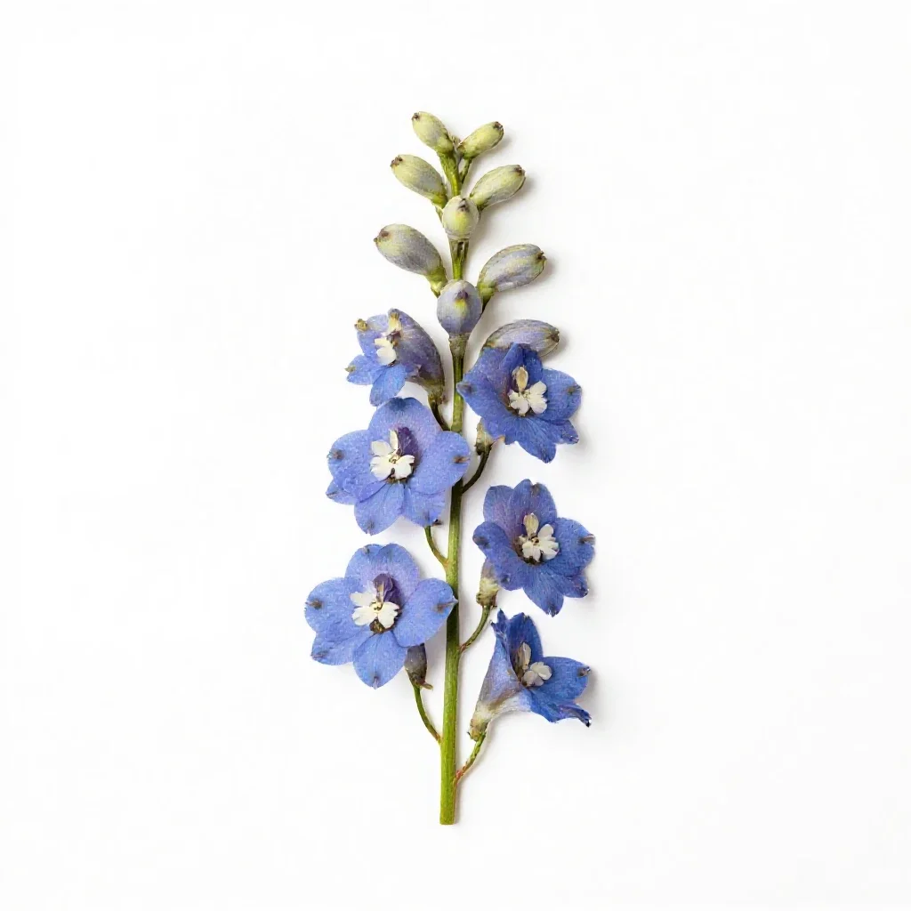 Delphinium stem isolated on a white background