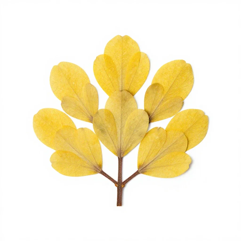 Kowhai flower cluster isolated on a white background