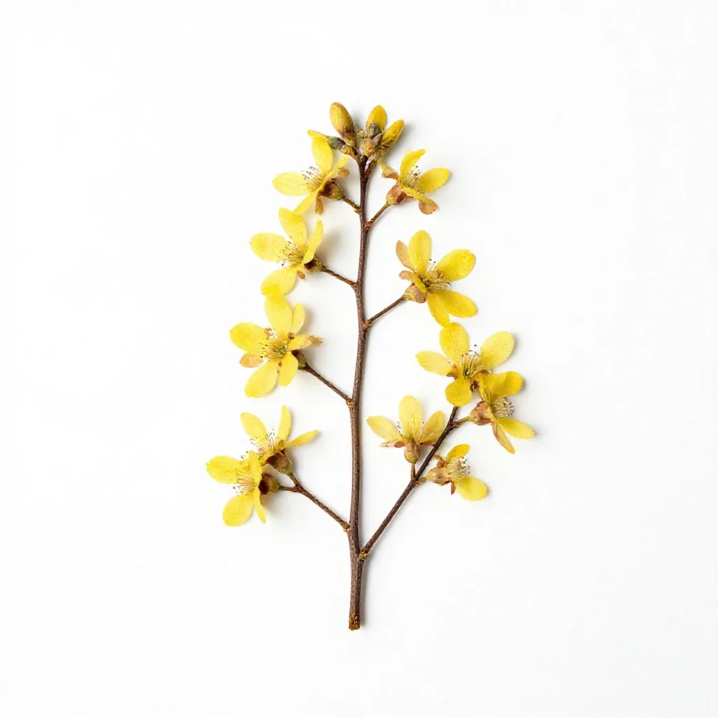 Manuka blossom branch isolated on a white background
