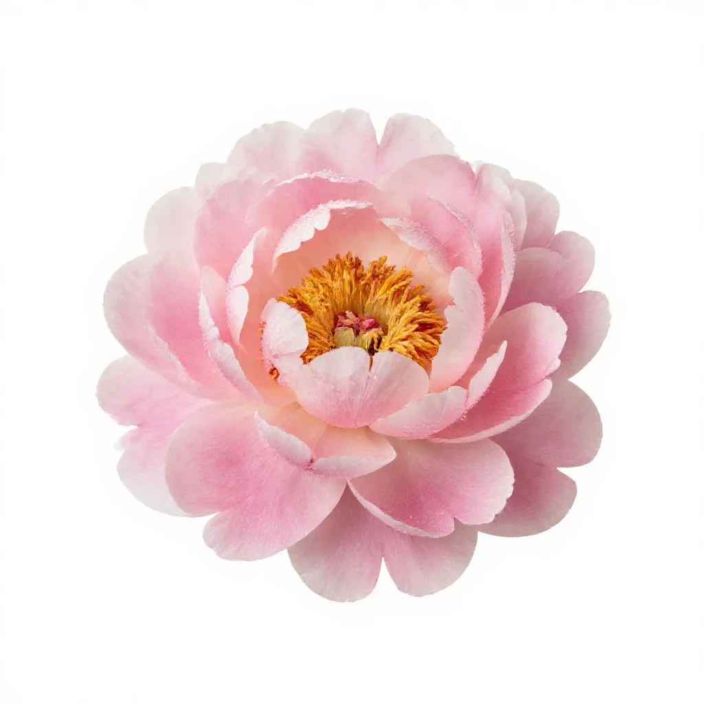 Peony opening isolated on a white background