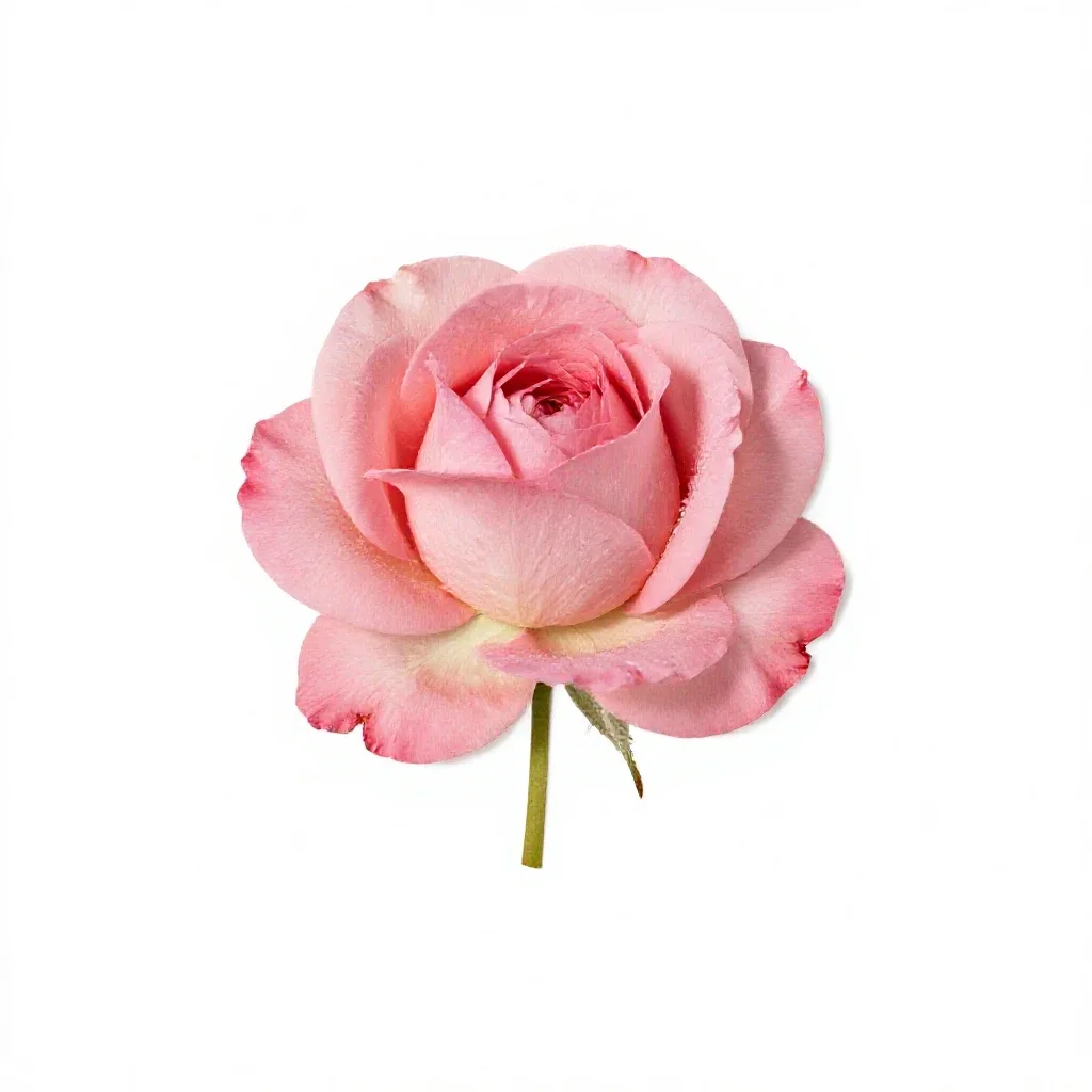 Single garden rose isolated on a white background