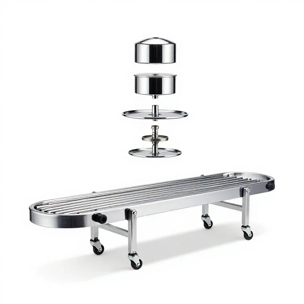 Roller conveyor section isolated on a white background