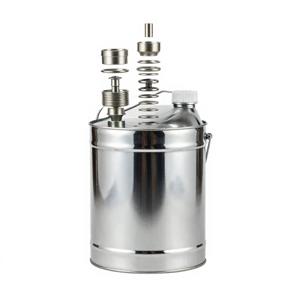Steel jerry can isolated on a white background