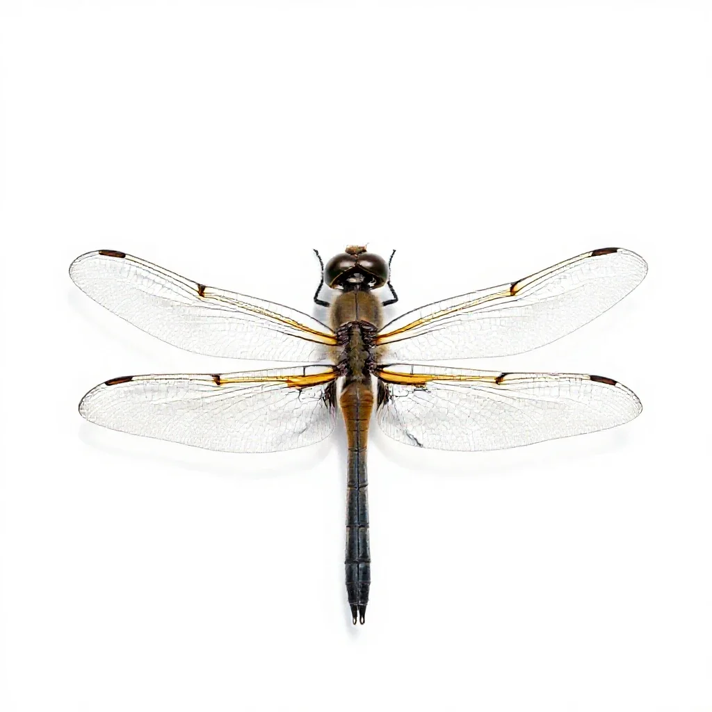 Dragonfly with veined wings isolated on a white background