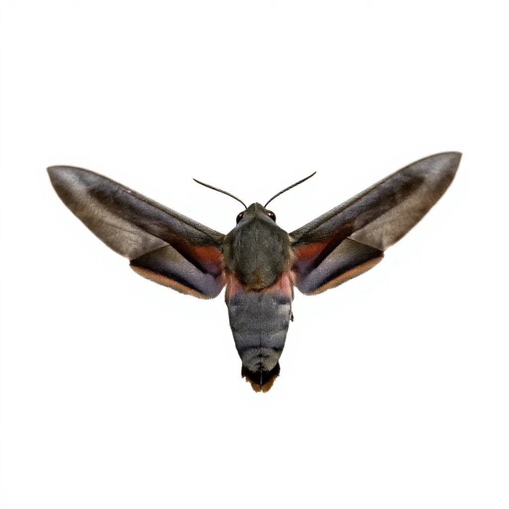 Hawk moth in flight isolated on a white background