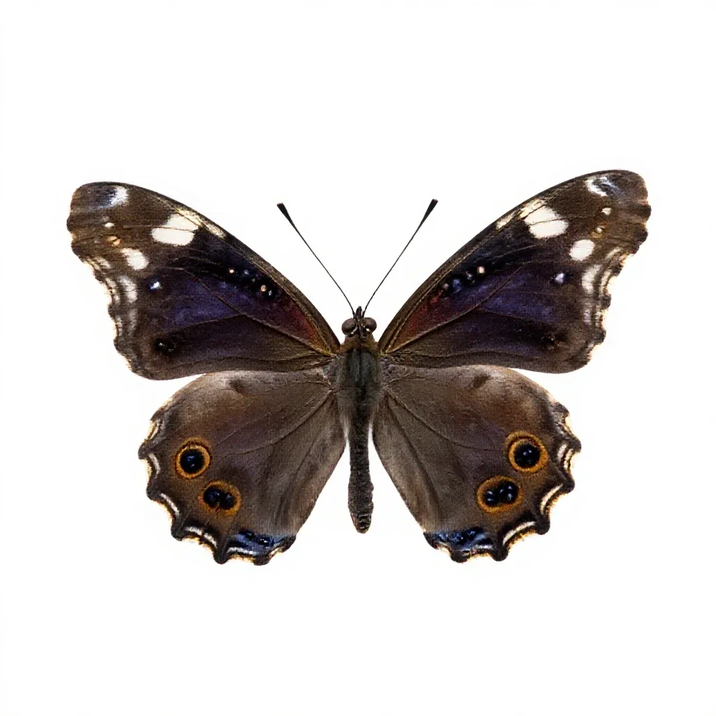Monarch butterfly with open wings isolated on a white background