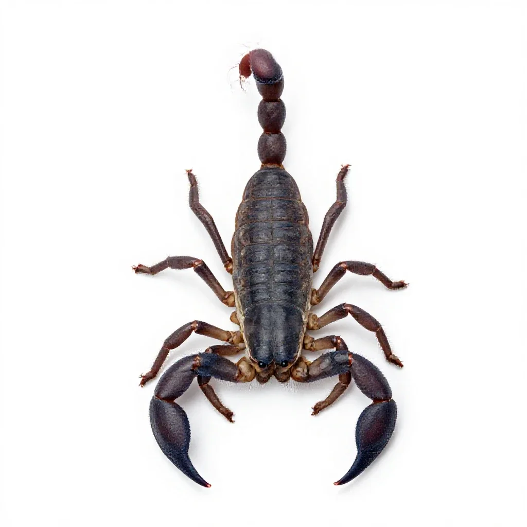 Scorpion with its tail raised isolated on a white background