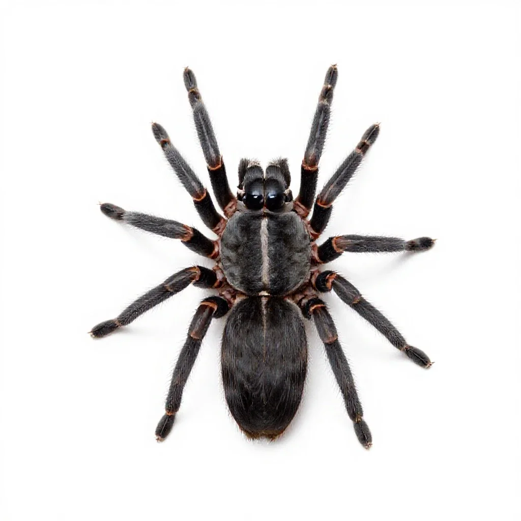 Orb weaver on its web isolated on a white background